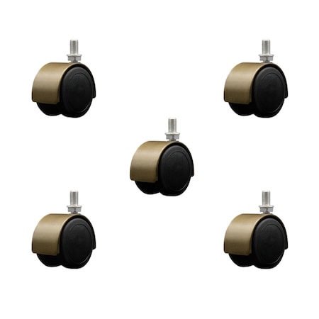 Service Caster 2'' Floor Safe Antique Hooded Twin Wheel Caster 3/8 Threaded Stem, 5PK SCC-TS02S50D-NYU-WA-382458-5